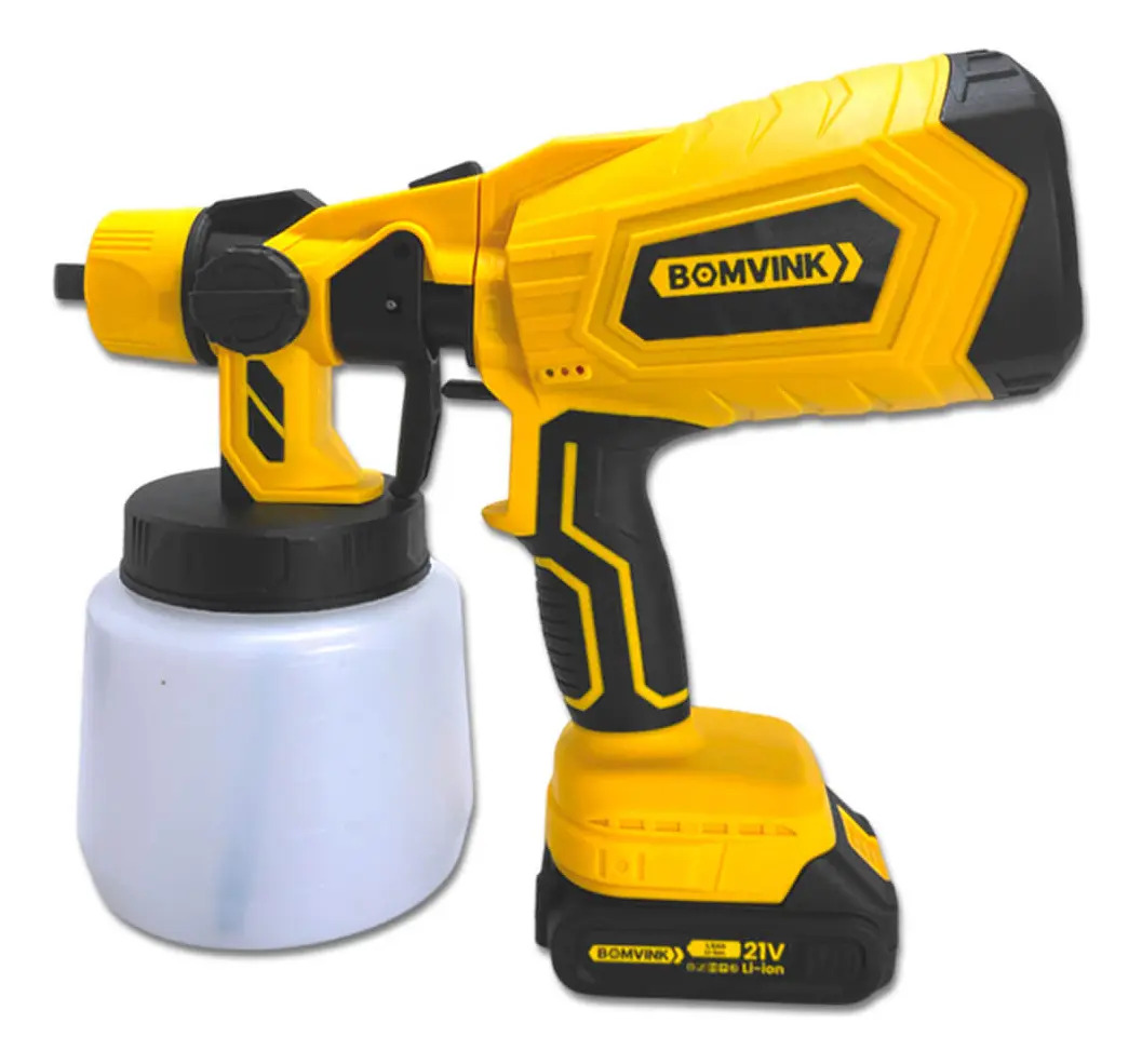 Pulverizador Bomvink Bom-9720 Pistola Pintura Sem Fio Bateria 21v Amarelo 127/220v - Imagem 2