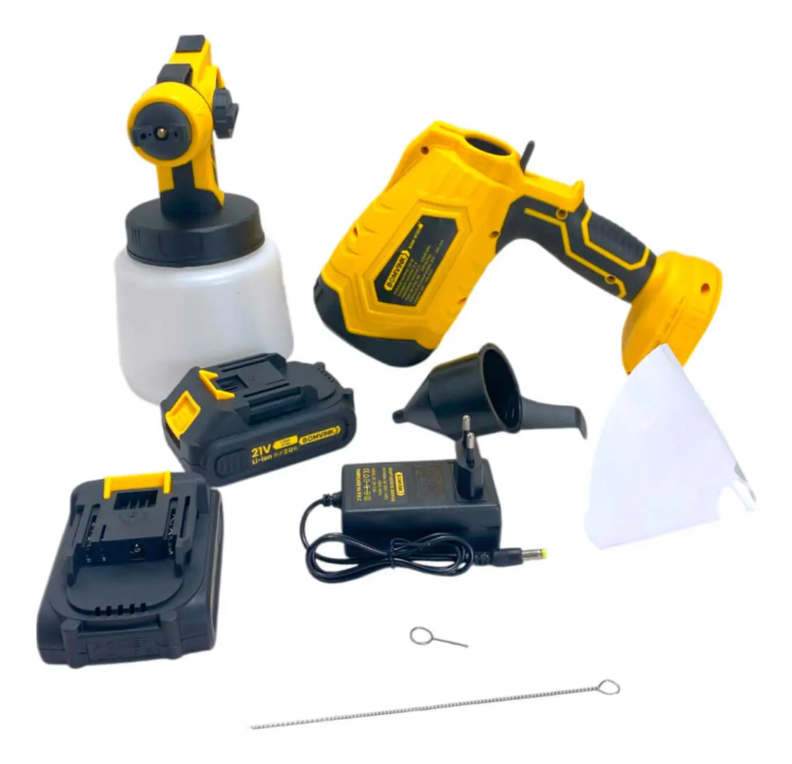 Pulverizador Bomvink Bom-9720 Pistola Pintura Sem Fio Bateria 21v Amarelo 127/220v - Imagem 3