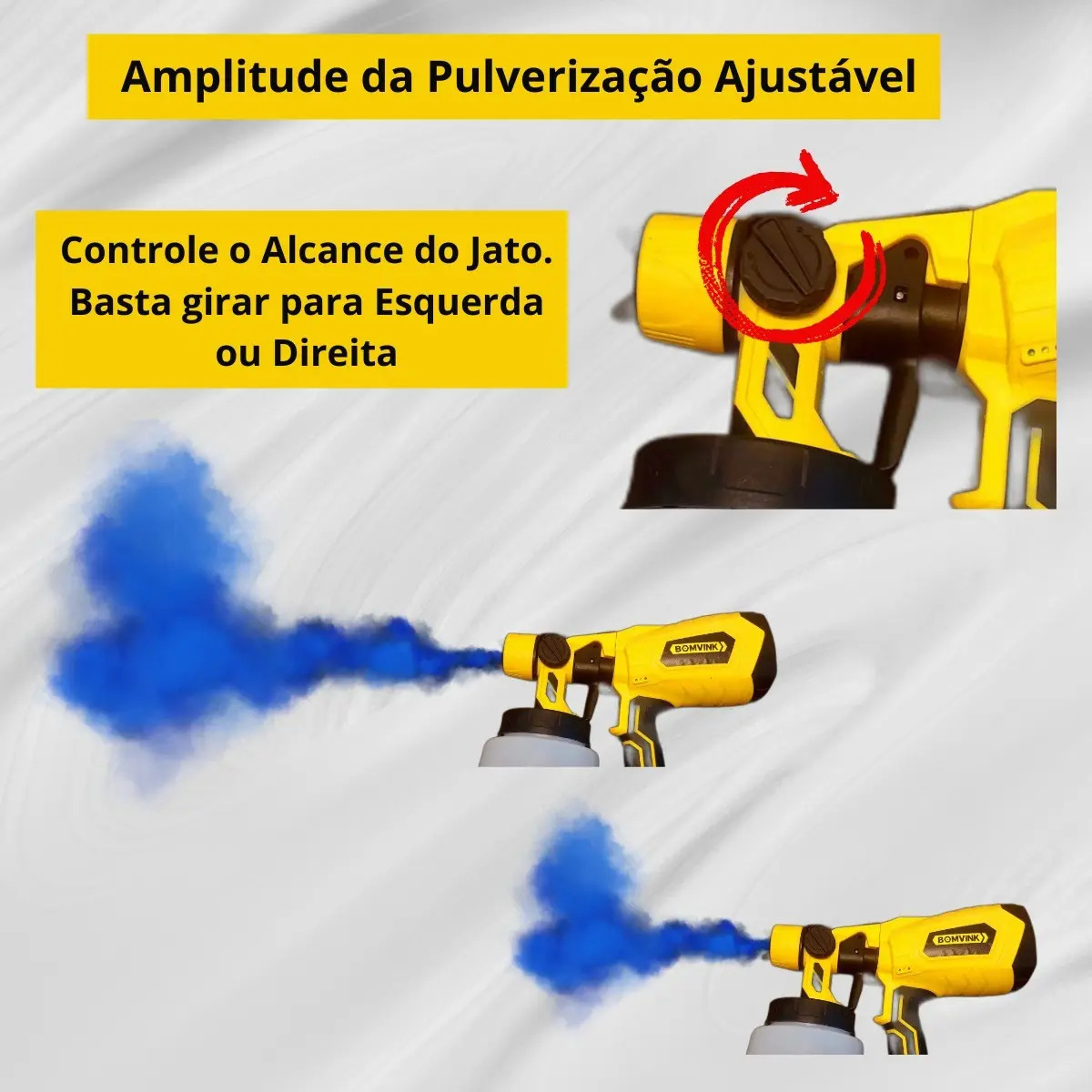 Pulverizador Bomvink Bom-9720 Pistola Pintura Sem Fio Bateria 21v Amarelo 127/220v - Imagem 10