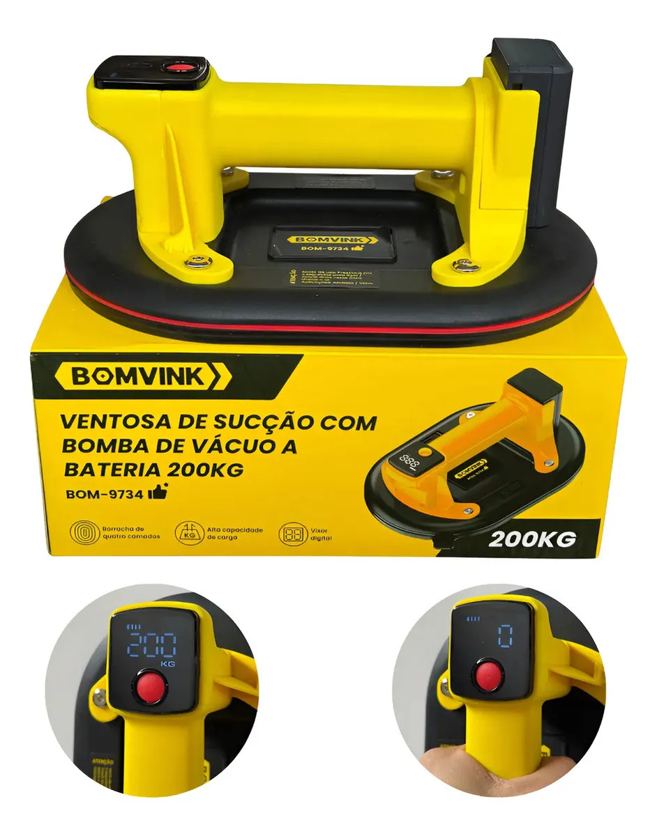 Ventosa De Sucção Elétrica 200kg Com Display Digital