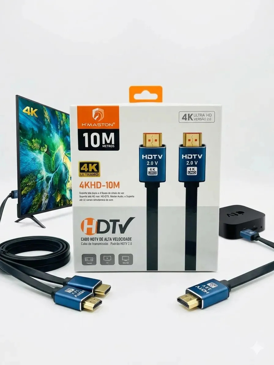 Cabo Hdmi H'maston Ultra Hd 4k 10m Alta Qualidade - Imagem 10
