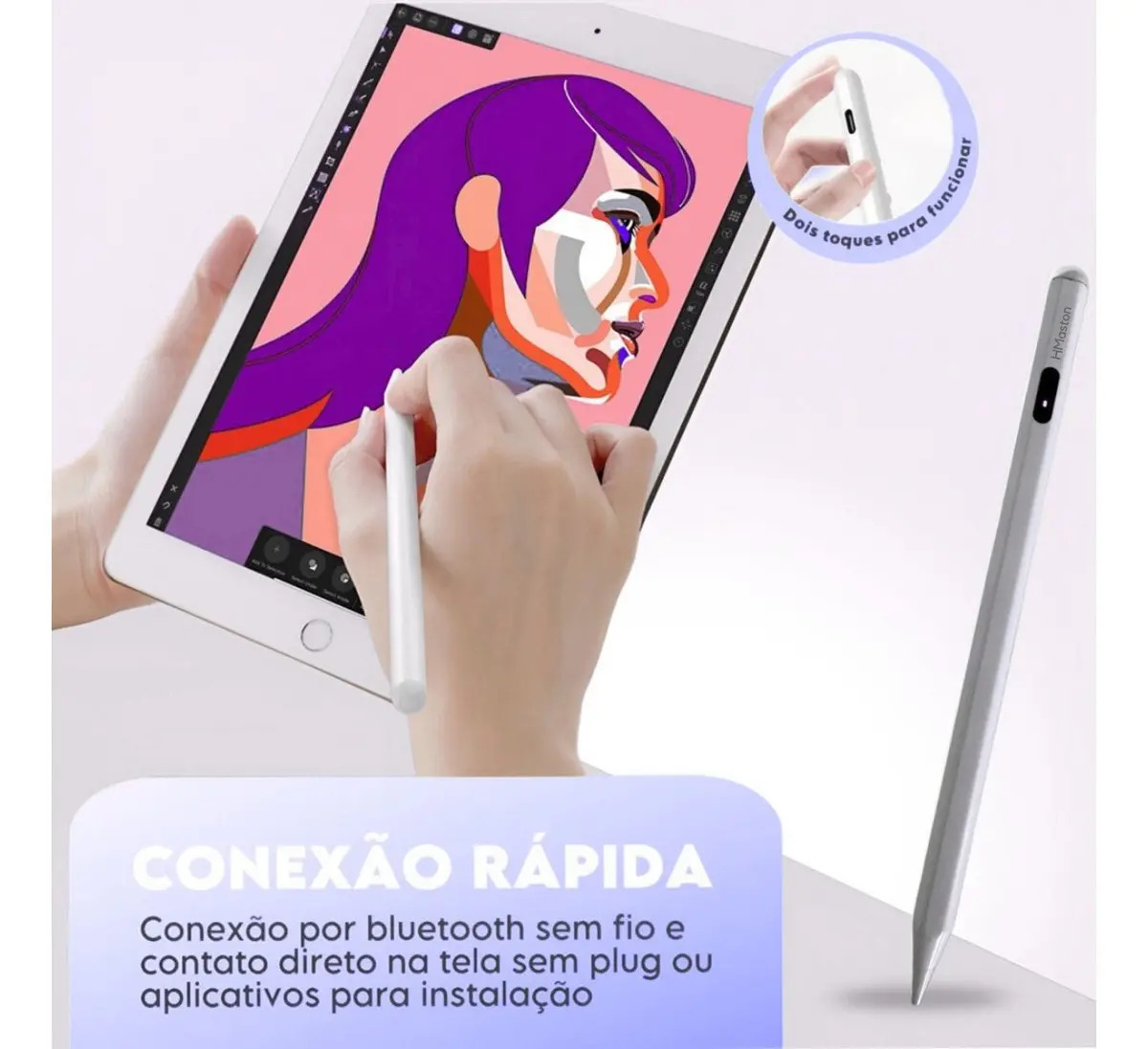 Caneta Stylus Capacitivo H'maston Usb-c Para iPad Air E Pro Ios - Imagem 5